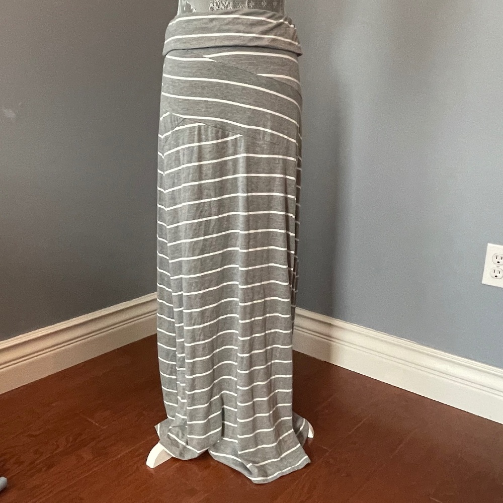 Grey Striped Maxi Skirt